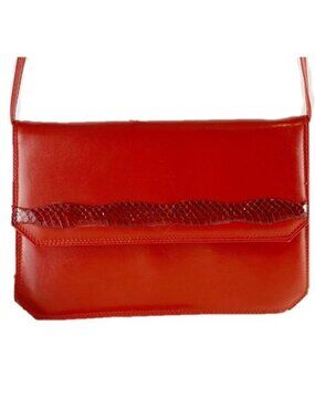 Aldo Red Faux Leather Crossbody Clutch Envelope Bag Shoulder Purse